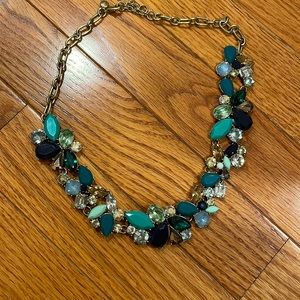 J. Crew Green and Blue Gem Statement Necklace